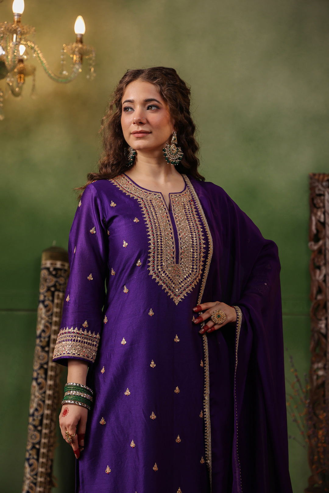 Violet Chanderi Marodi Suit Set