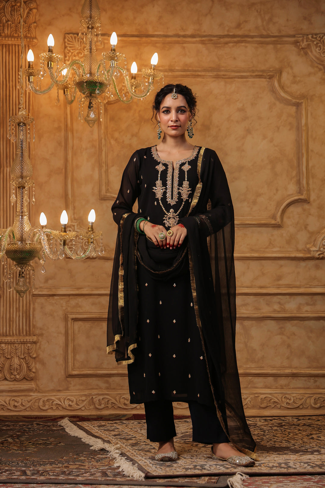 Black Georgette Marodi Suit Set