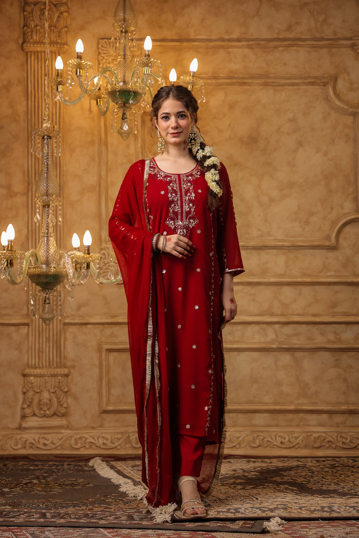 Maroon Gota Aari Suit Set