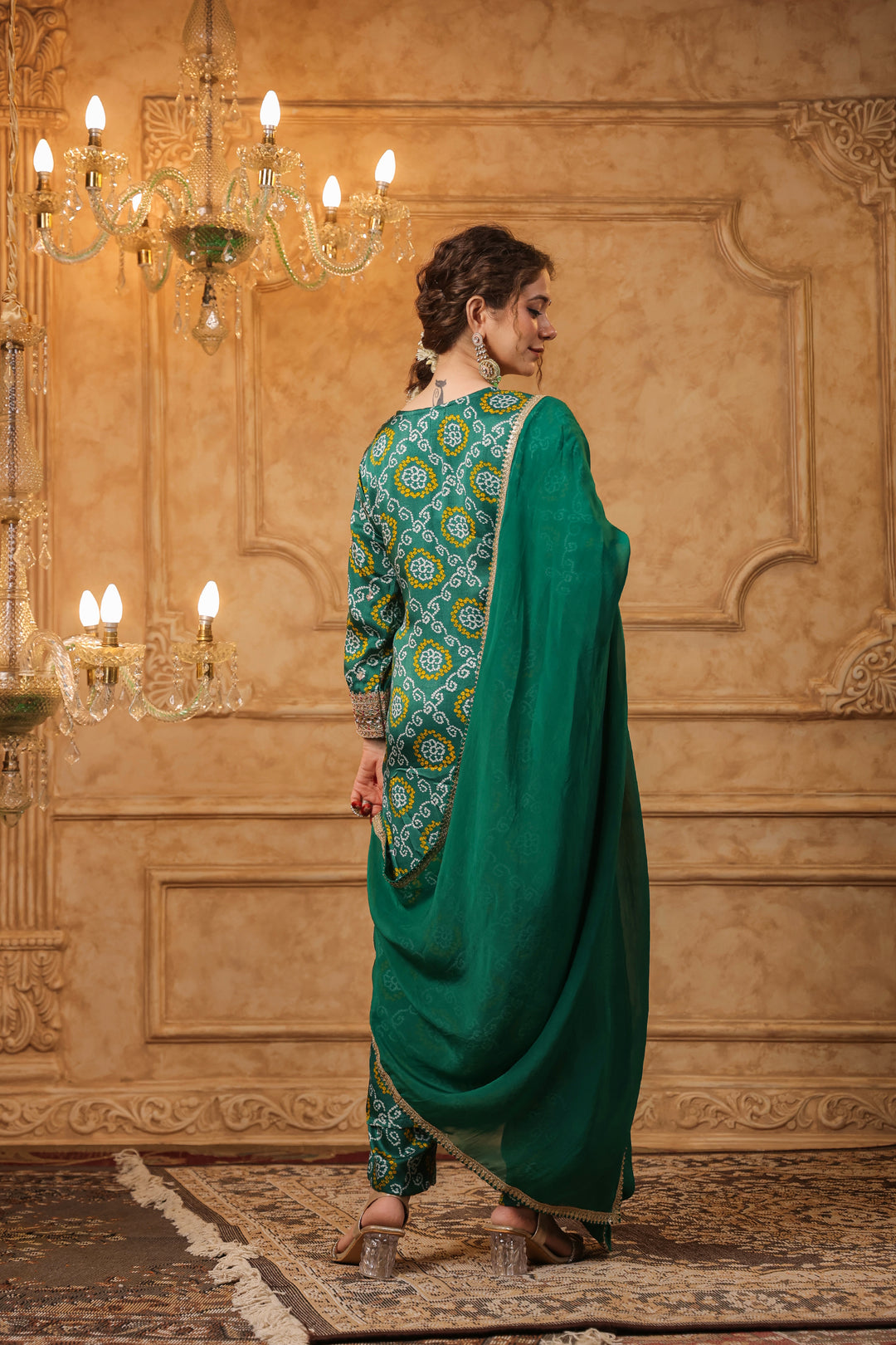 Green Bandhani Gota Suit Set