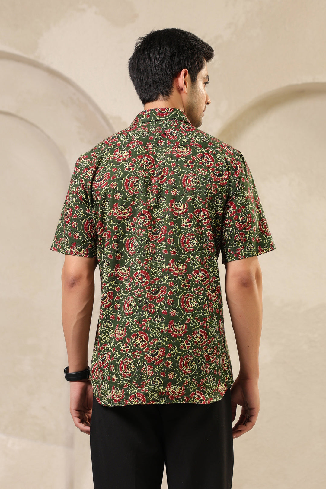 Bottle Green Regular Fit Cotton Shirt