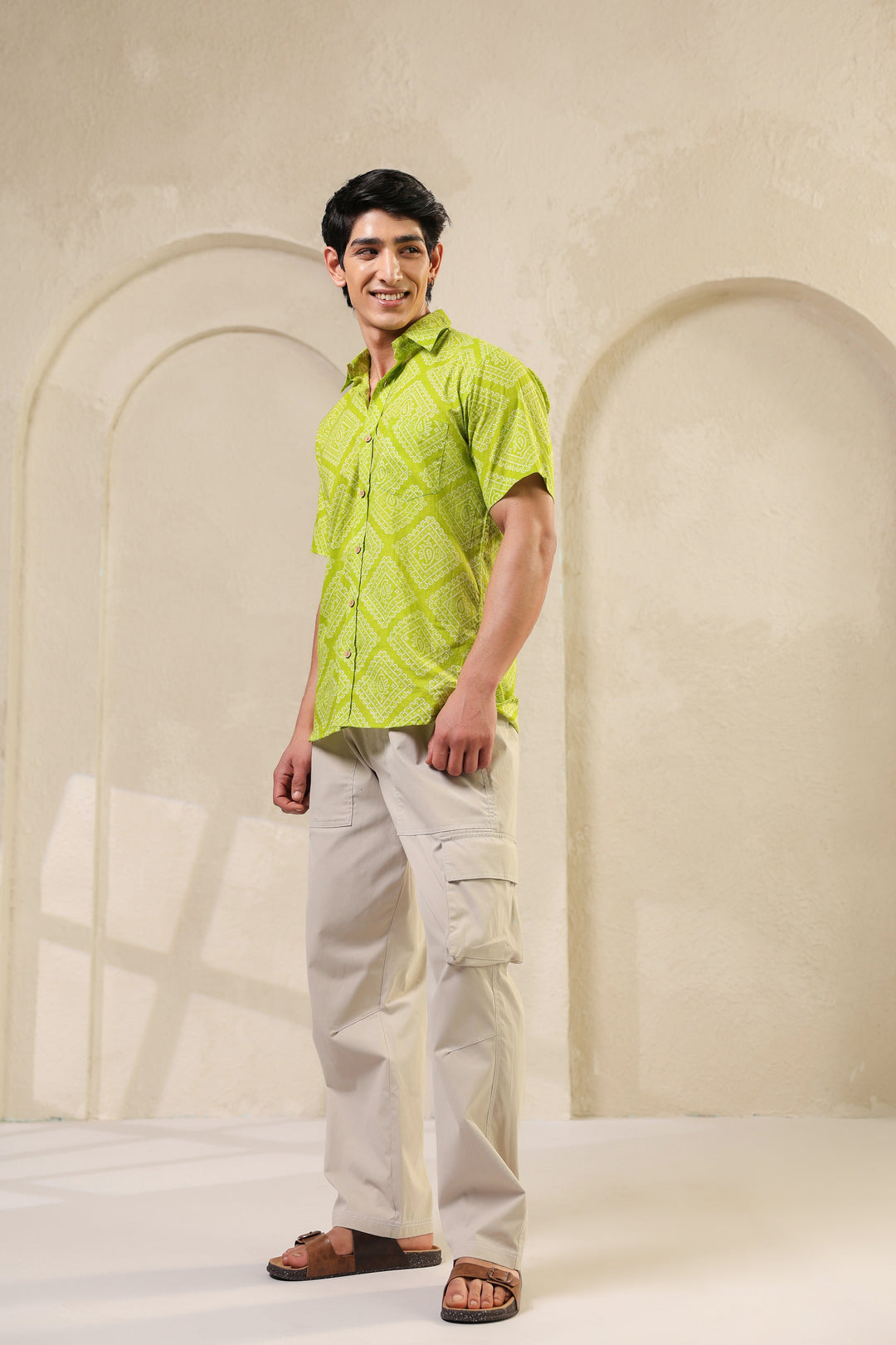 Lime Regular Fit Cotton Shirt