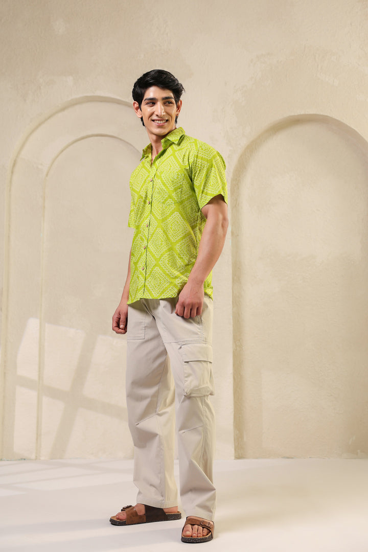 Lime Regular Fit Cotton Shirt