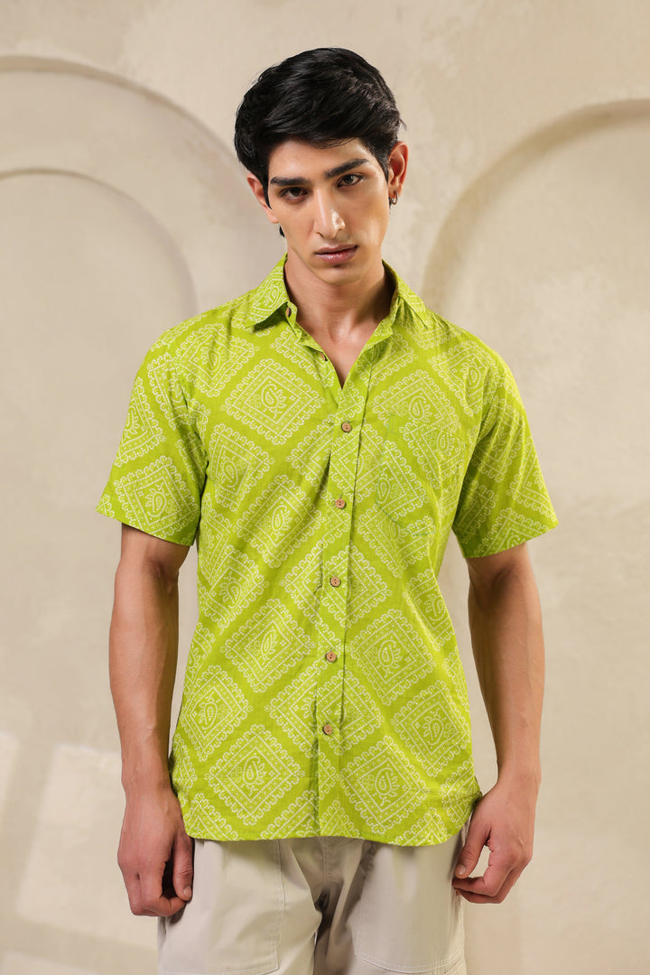 Lime Regular Fit Cotton Shirt