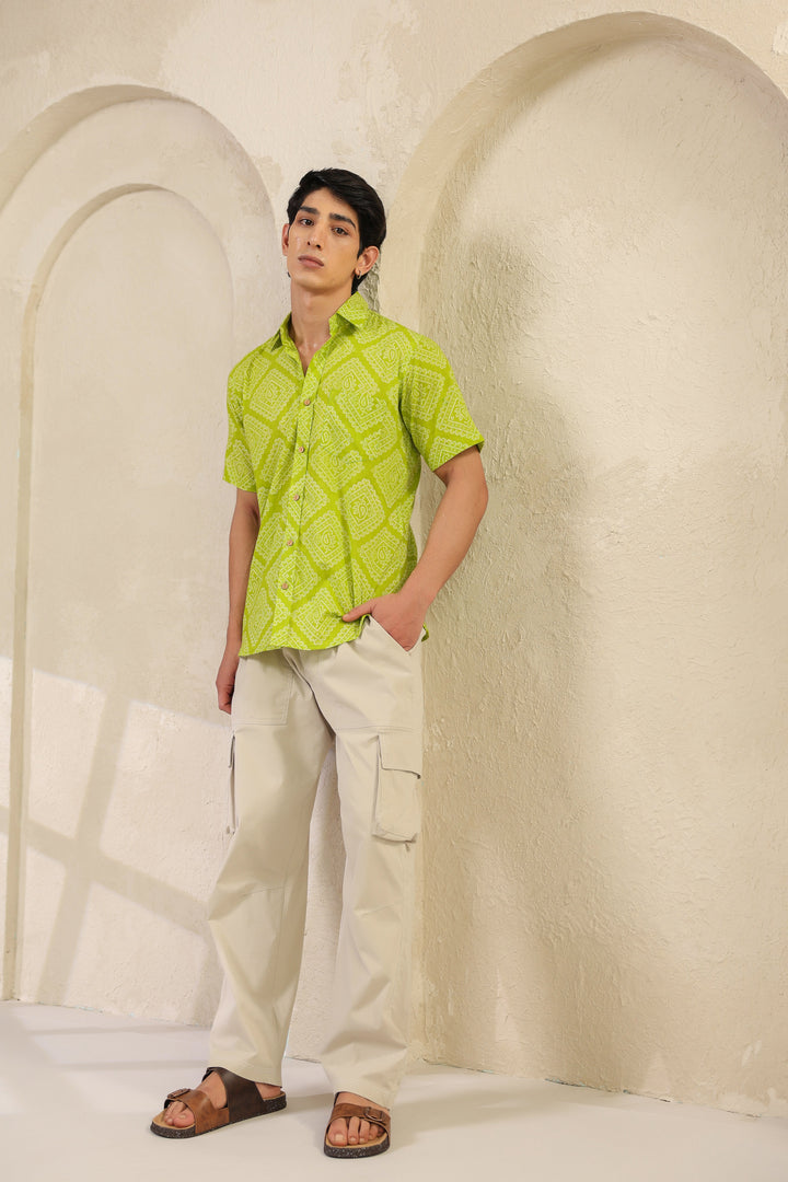 Lime Regular Fit Cotton Shirt