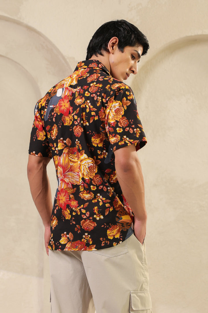 Black Yellow Half Sleeve Shirt