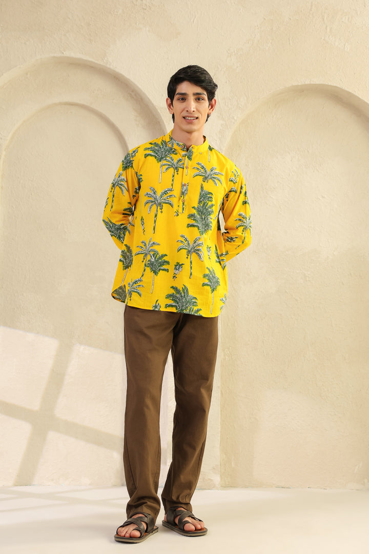 Lemon Yellow Full Sleeve Shirt Kurta