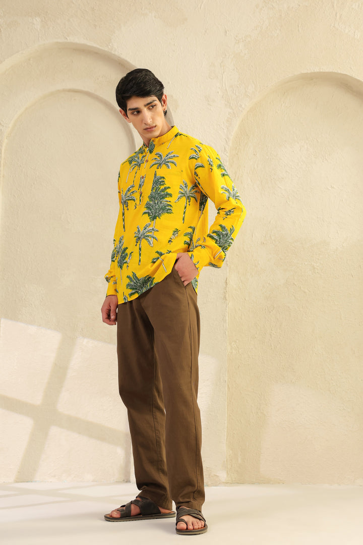 Lemon Yellow Full Sleeve Shirt Kurta