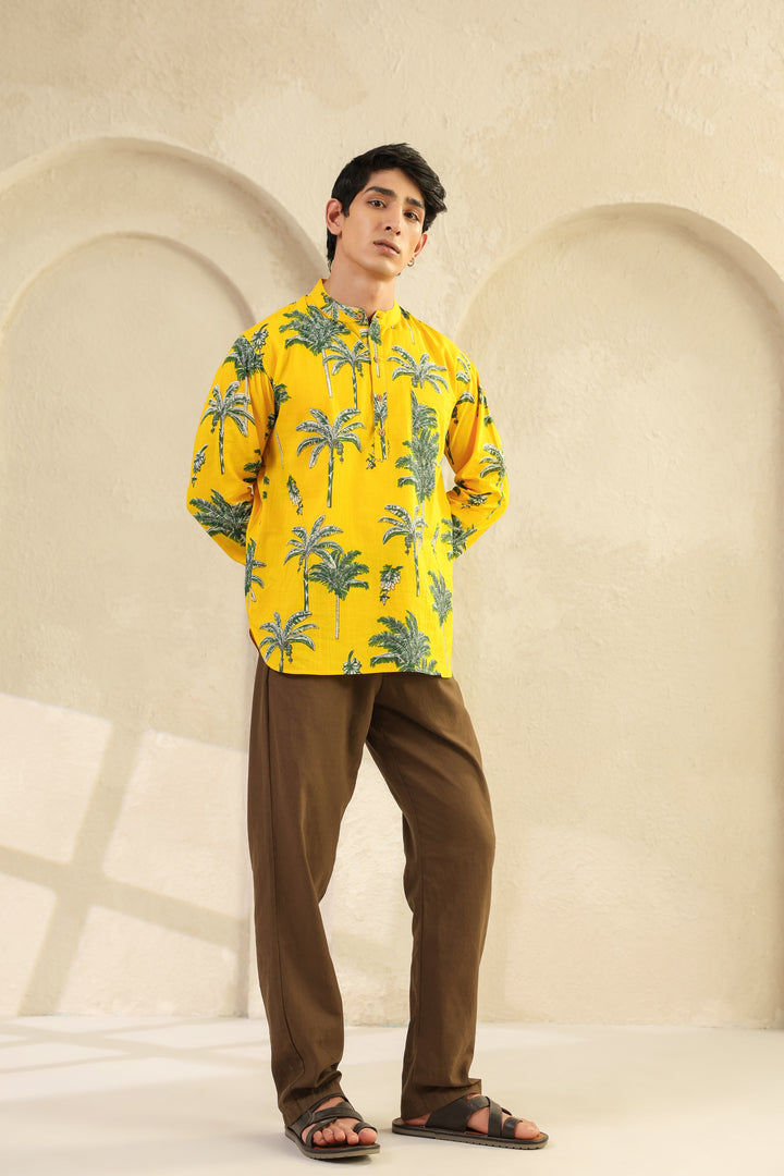 Lemon Yellow Full Sleeve Shirt Kurta