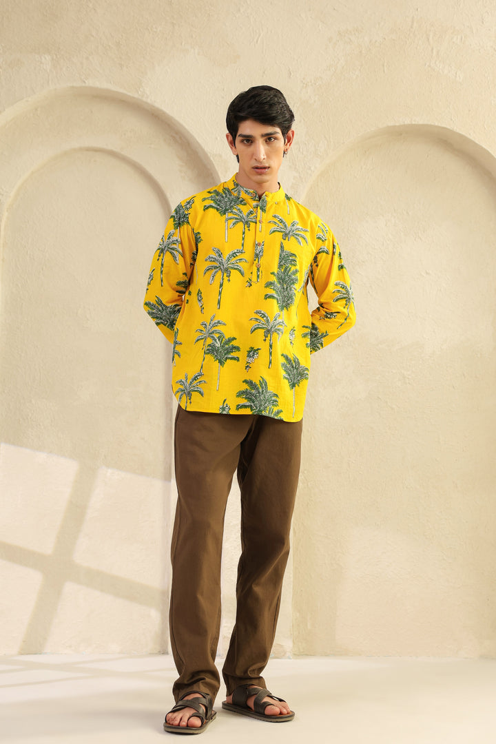 Lemon Yellow Full Sleeve Shirt Kurta