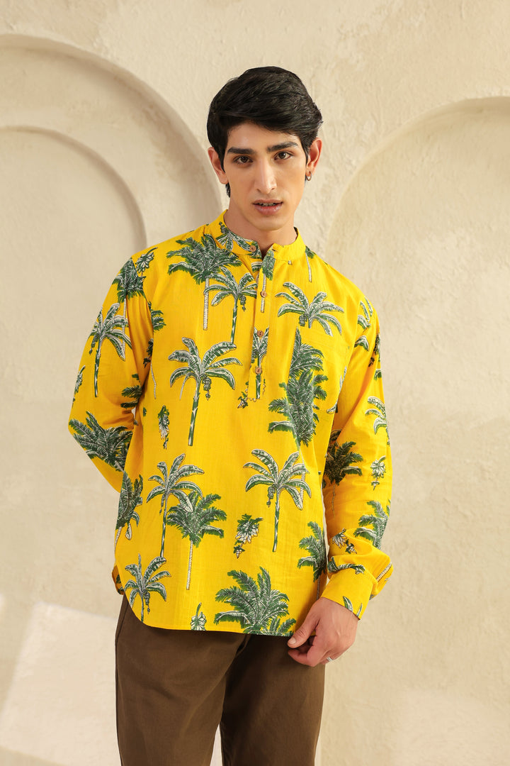 Lemon Yellow Full Sleeve Shirt Kurta