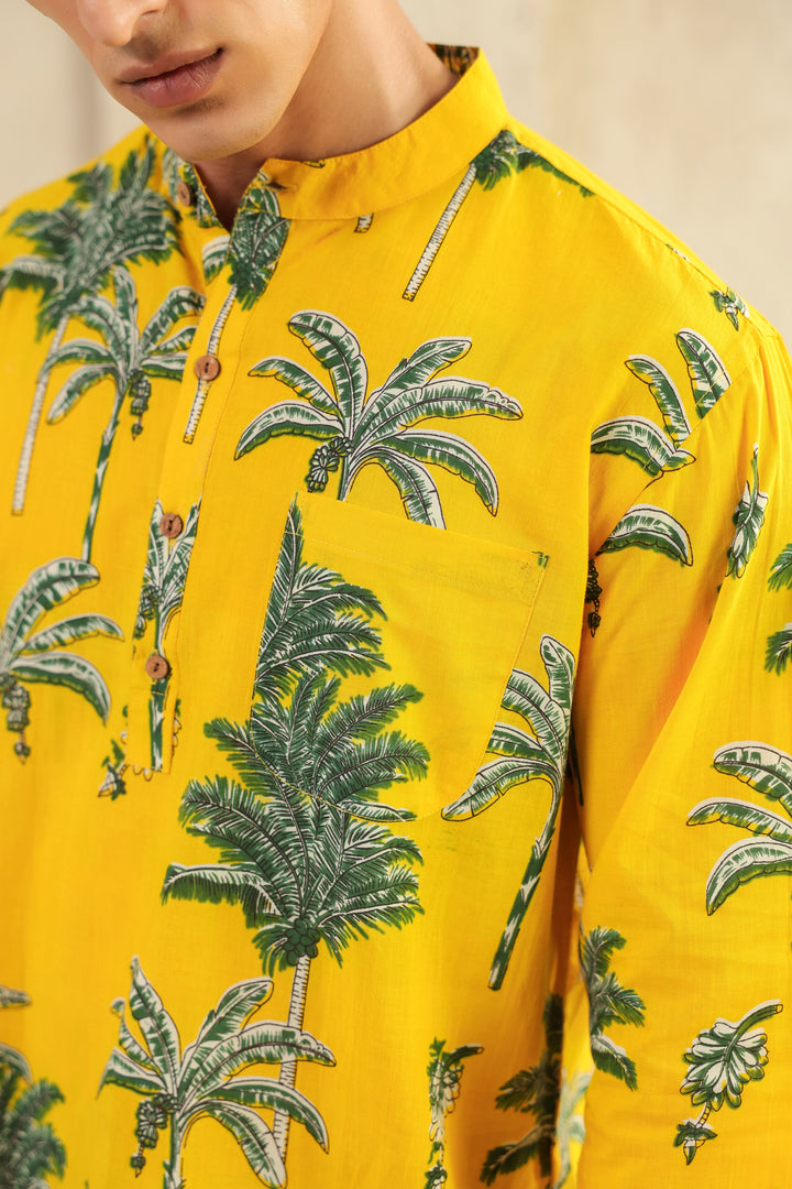 Lemon Yellow Full Sleeve Shirt Kurta