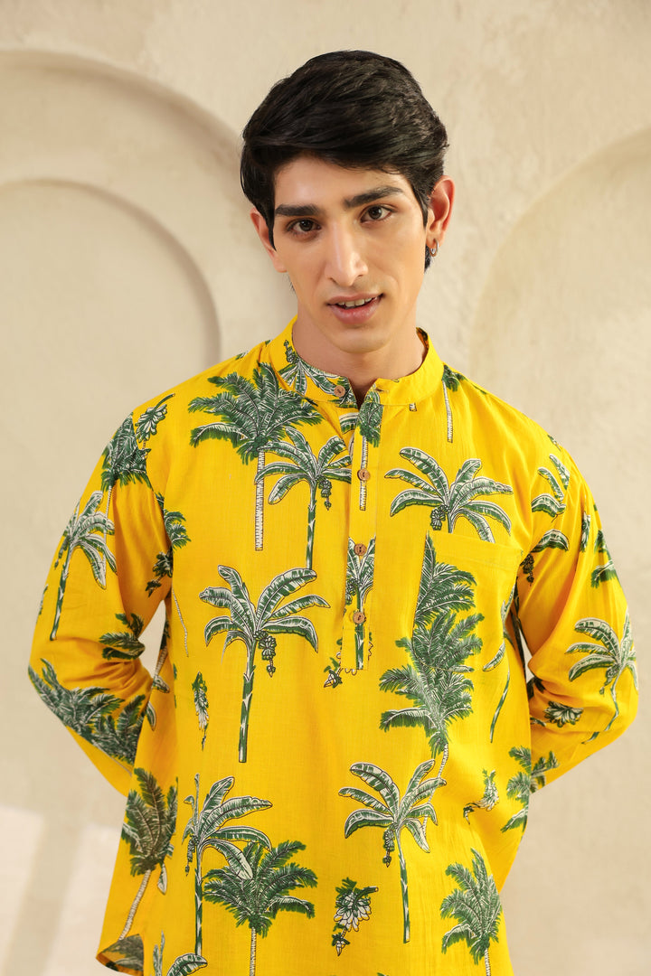 Lemon Yellow Full Sleeve Shirt Kurta