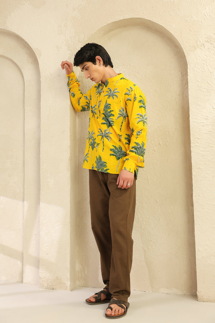 Lemon Yellow Full Sleeve Shirt Kurta