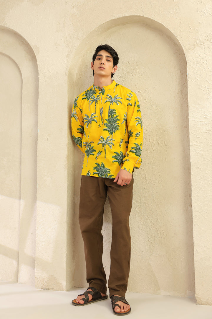 Lemon Yellow Full Sleeve Shirt Kurta