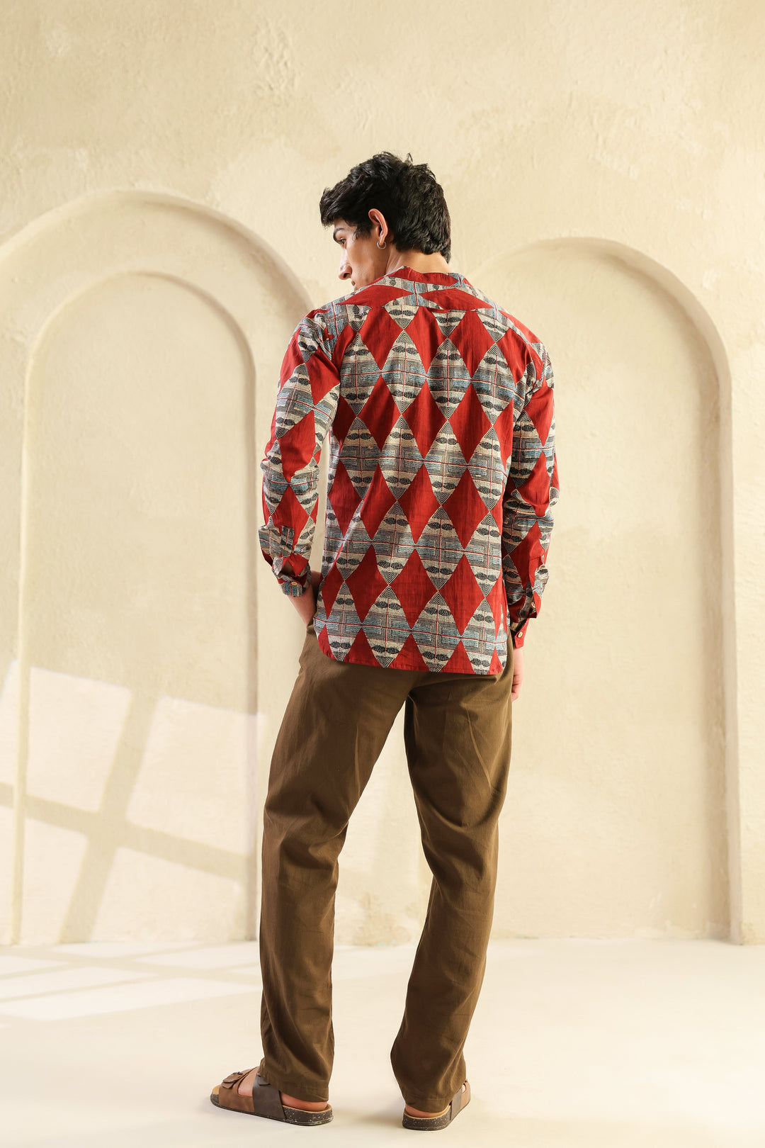 Red Diamond Cotton Shirt Kurta