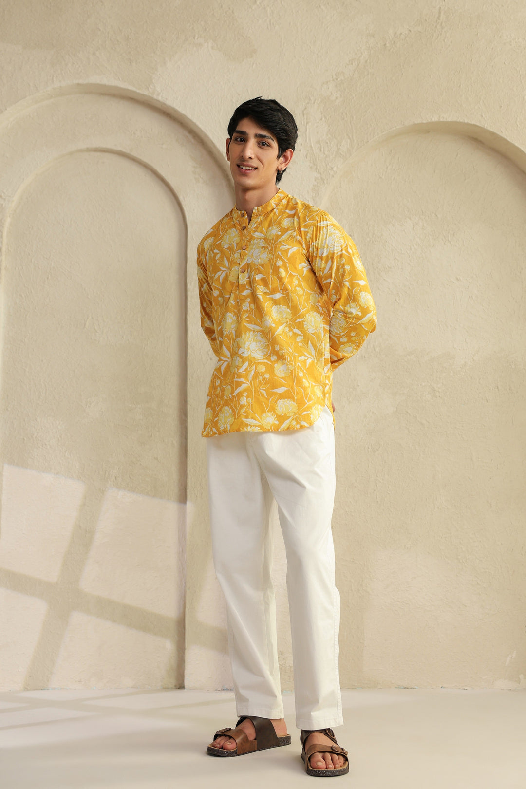 Butter Yellow Cotton Shirt Kurta