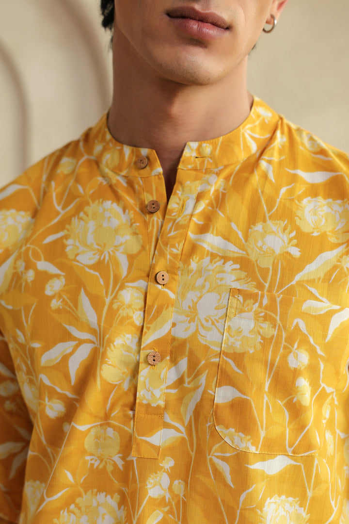 Butter Yellow Cotton Shirt Kurta