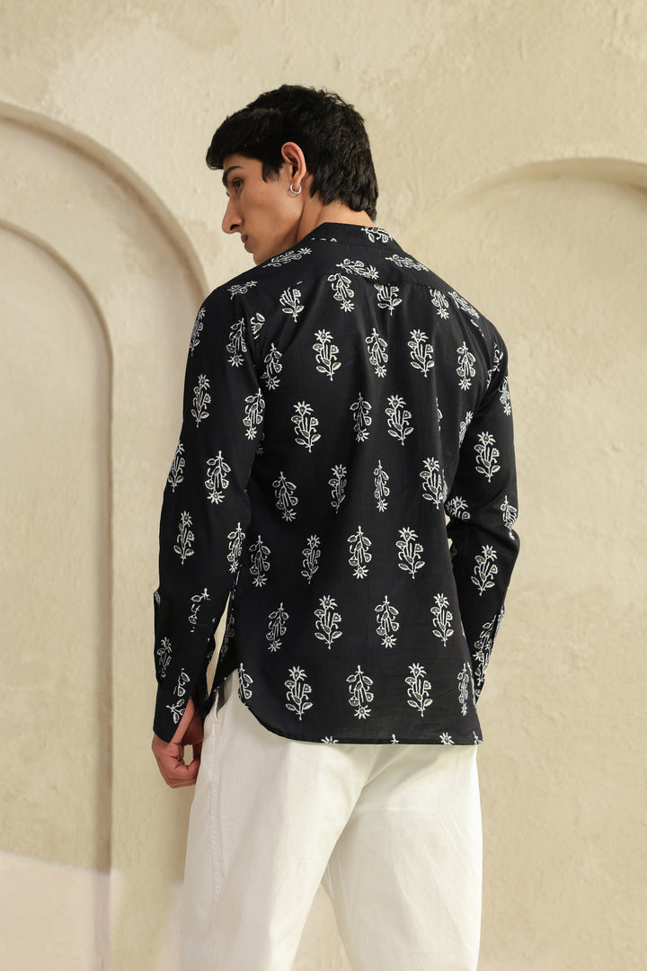 Black Grey Full Sleeves Shirt Kurta