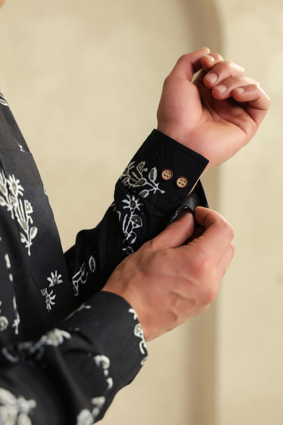 Black Grey Full Sleeves Shirt Kurta