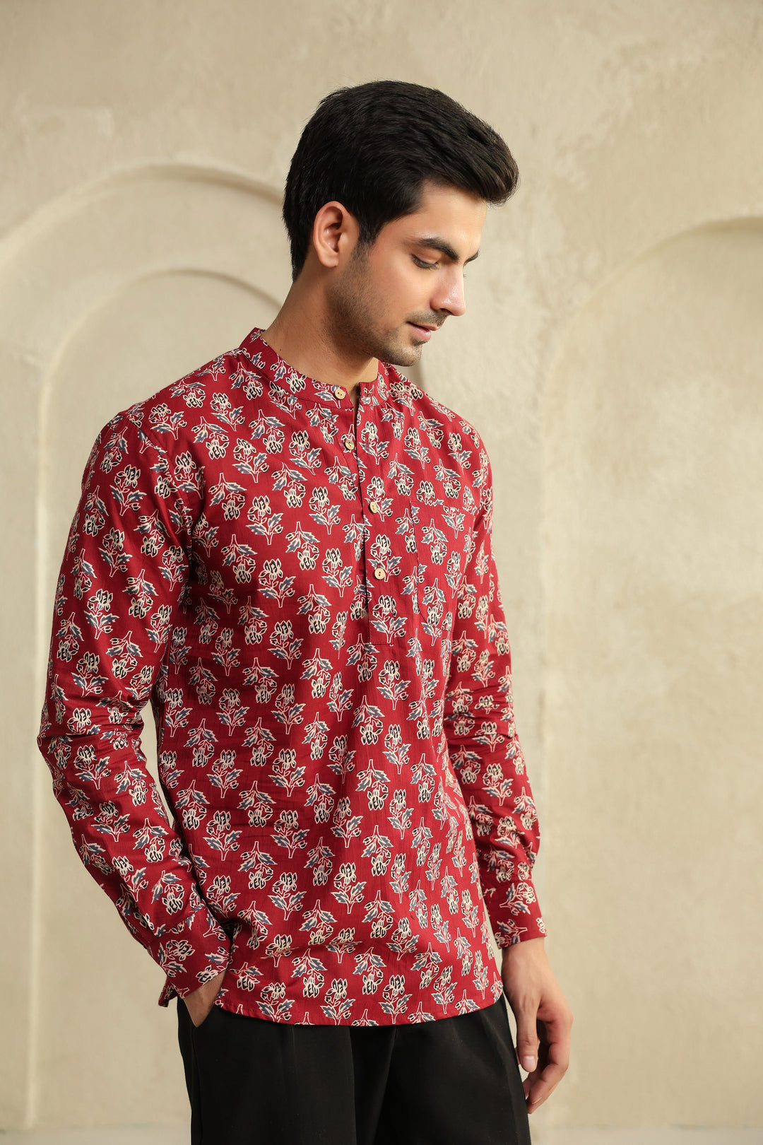 Maroon Full Sleeve Shirt Kurta