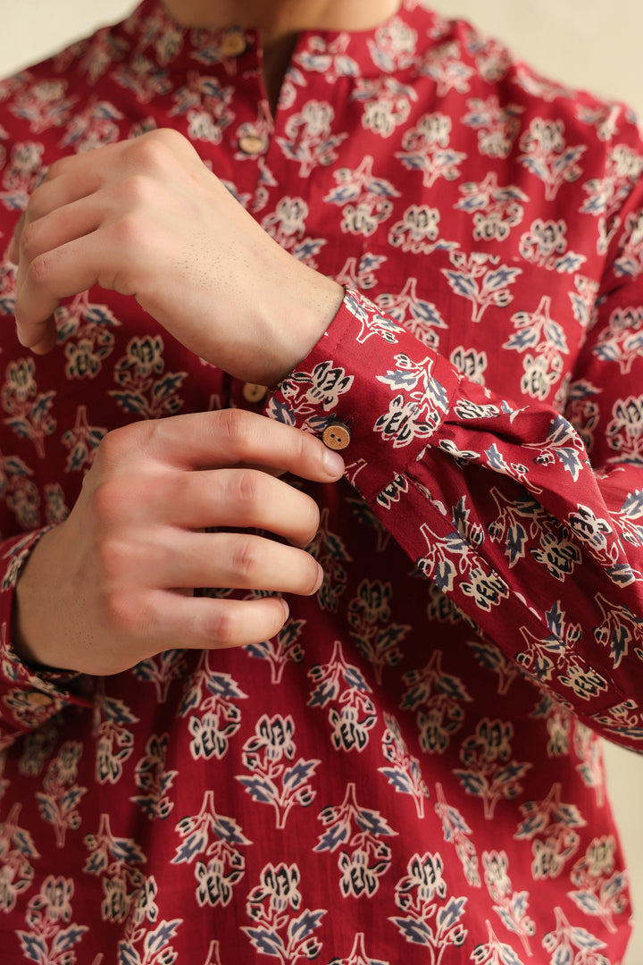 Maroon Full Sleeve Shirt Kurta