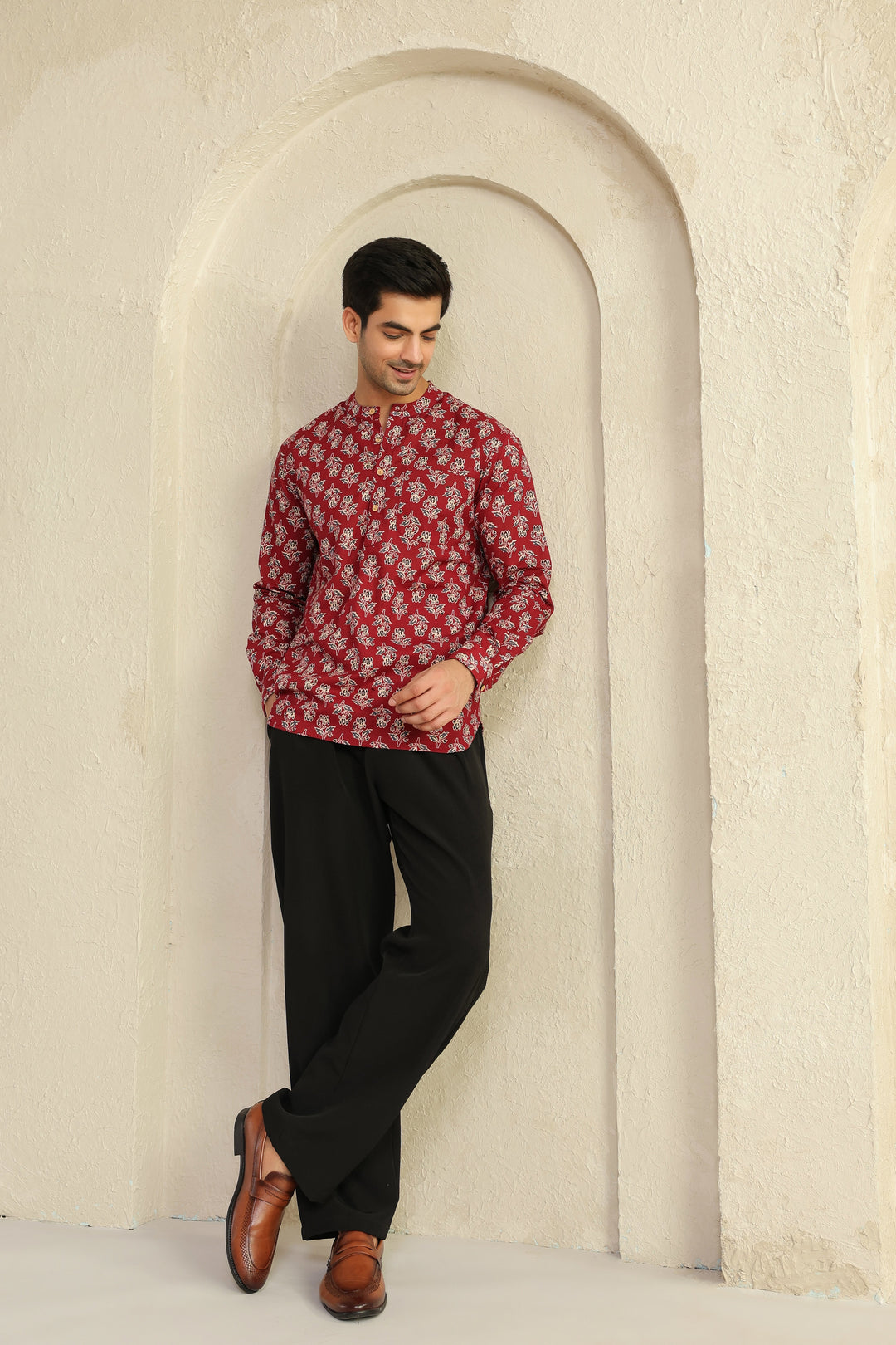 Maroon Full Sleeve Shirt Kurta