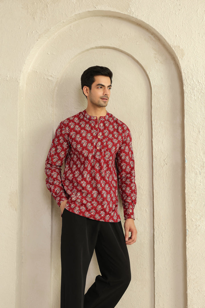 Maroon Full Sleeve Shirt Kurta