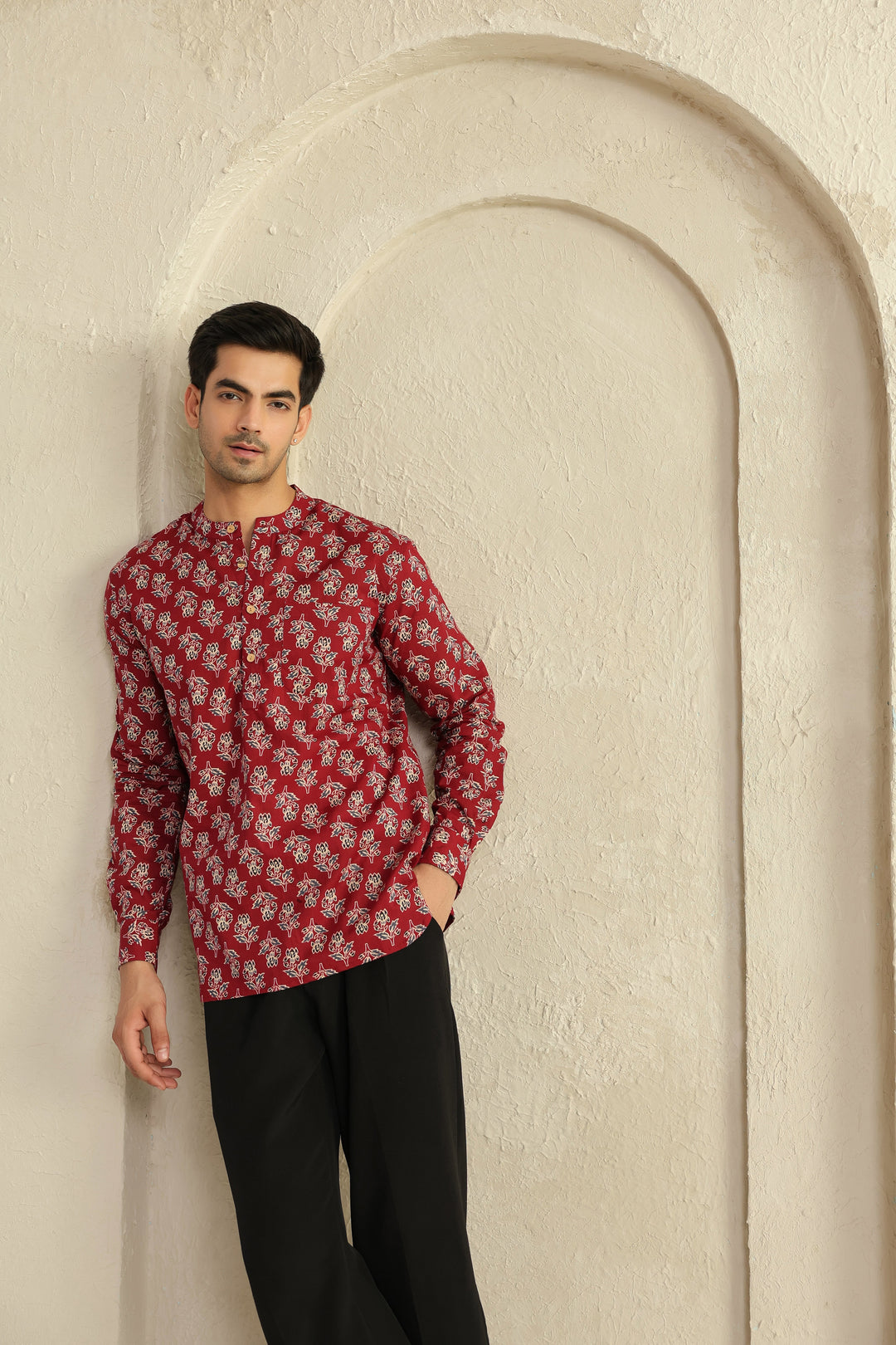 Maroon Full Sleeve Shirt Kurta