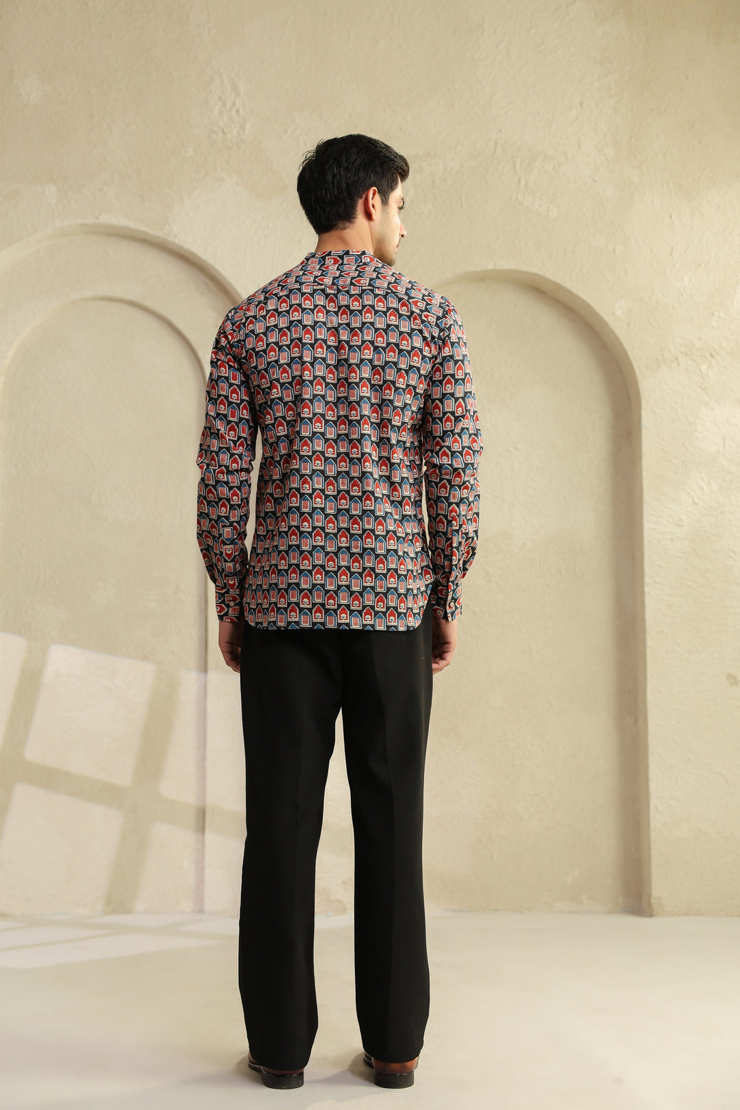 Black Red Abstract Shirt Kurta
