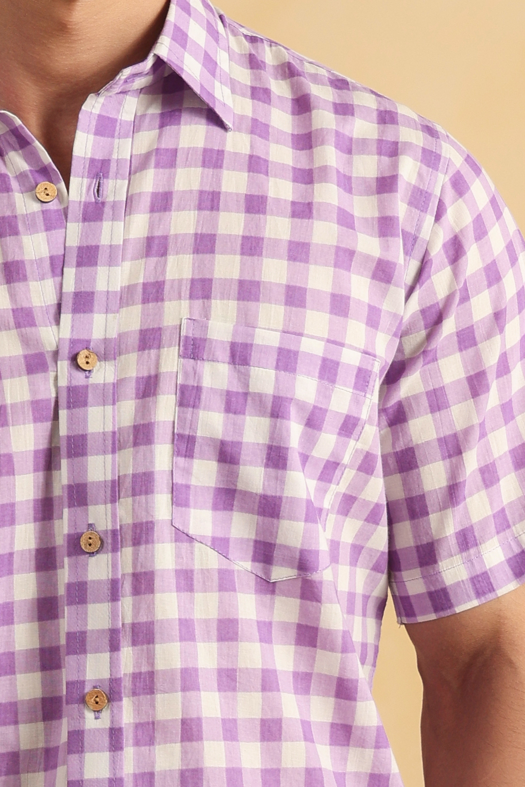 Purple Checks Half Sleeve Shirt