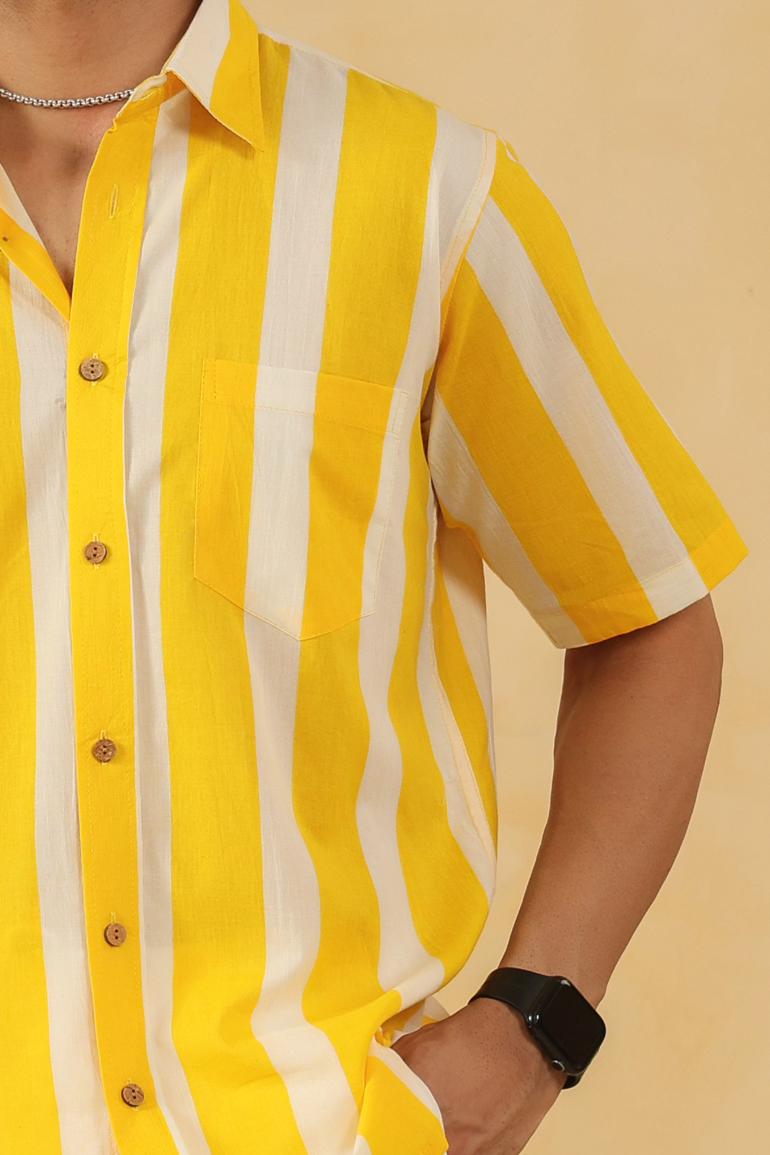 Yellow Stripe Half Sleeve Shirt