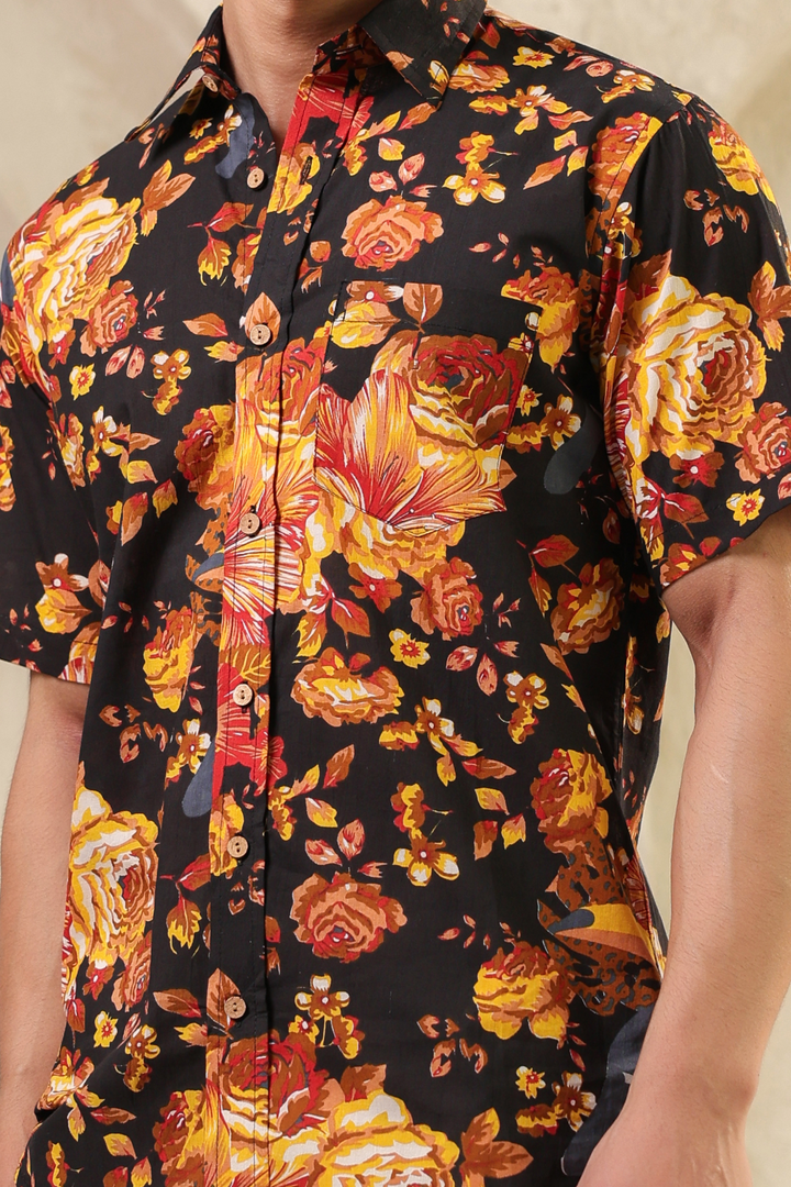 Black Yellow Half Sleeve Shirt