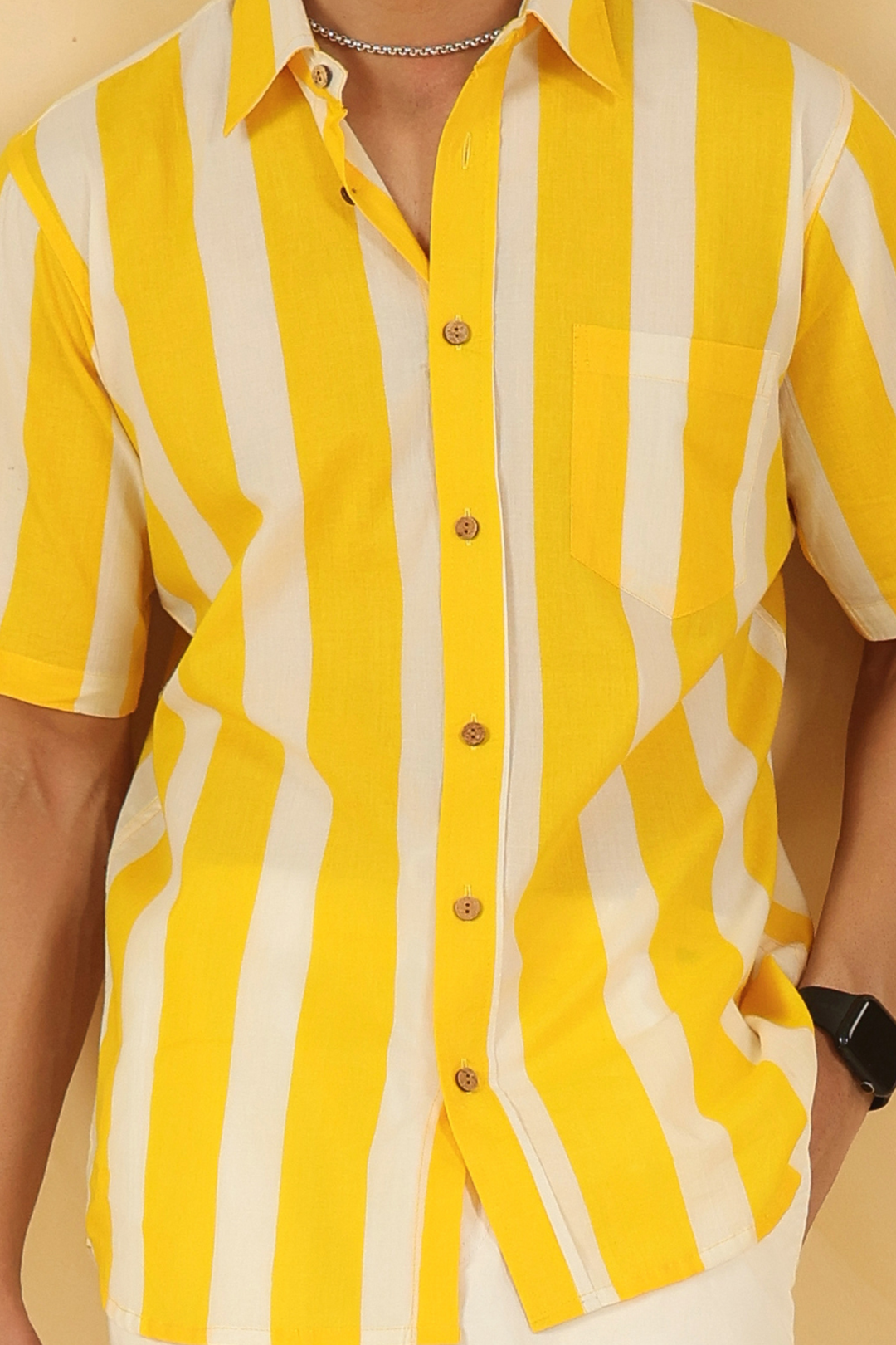 Yellow Stripe Half Sleeve Shirt