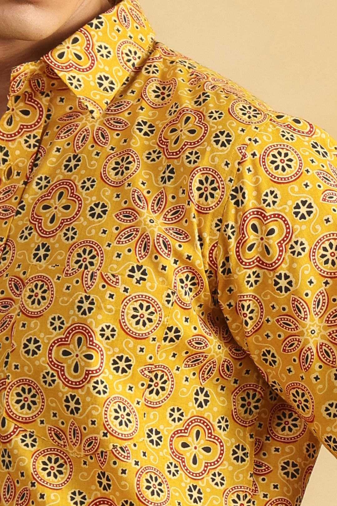 Yellow Cotton Half Sleeve Shirt