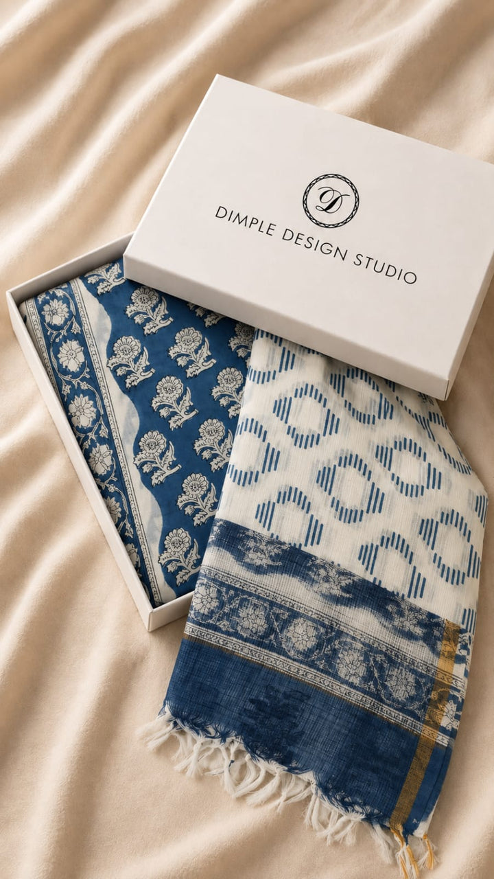 Unstitched - Shehnaaz Blue Cotton Set