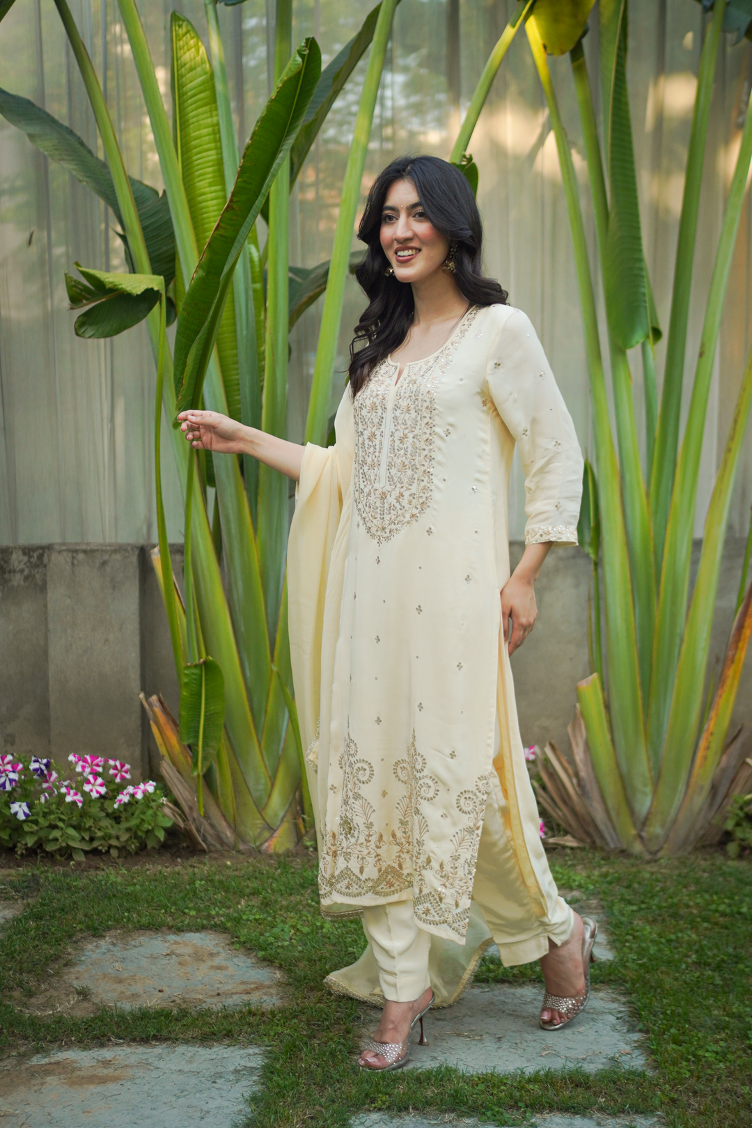 Shobha Yellow Crepe Gota Set
