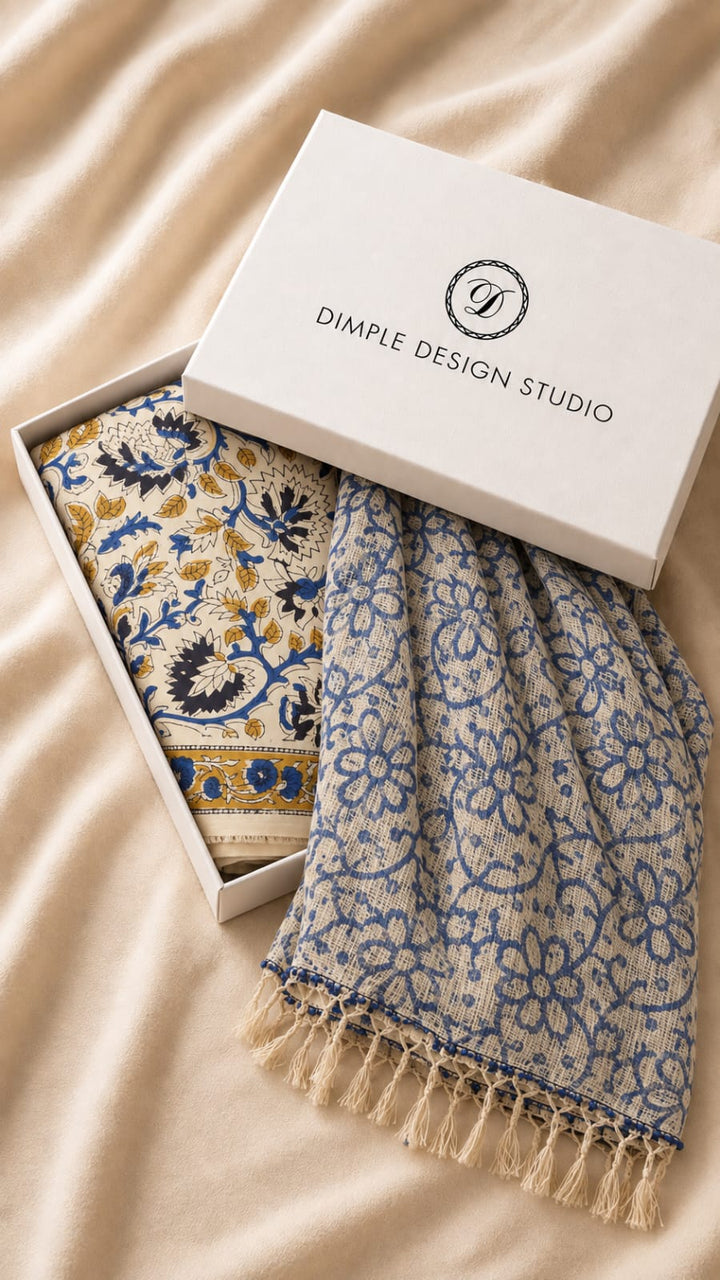 Unstitched - Surma Blue Cotton Suit Set