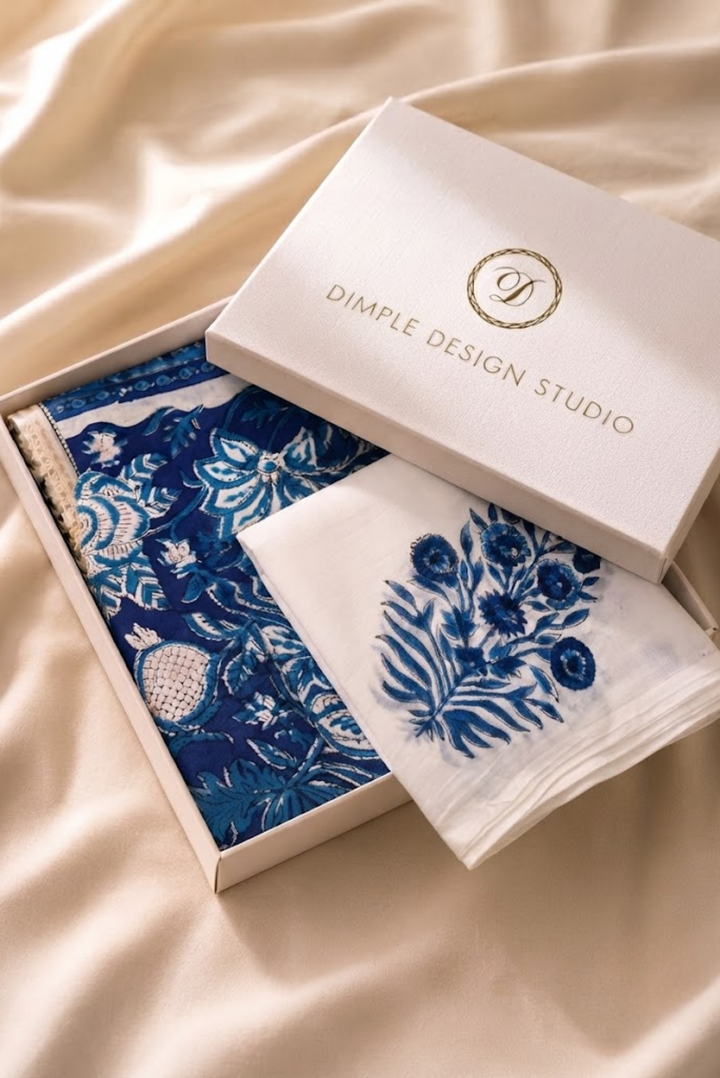Unstitched - Bhavya Blue Cotton Suit Set