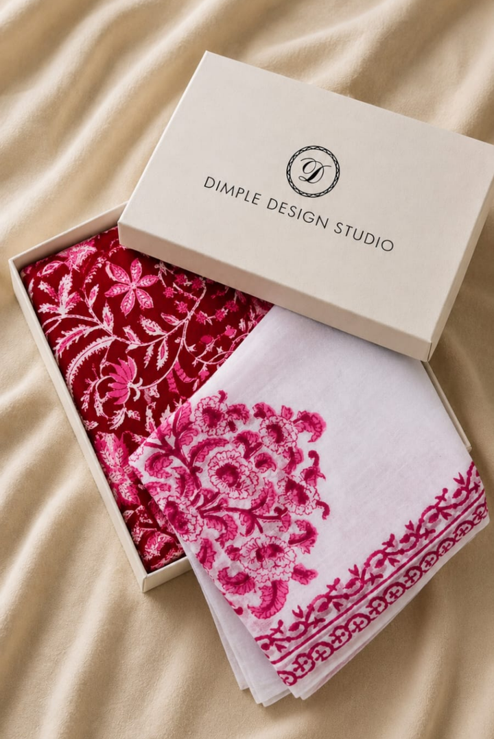 Unstitched - Rose Red Cotton Straight Set