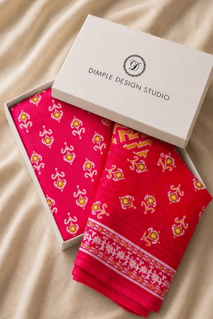 Unstitched - Peach Ikkat Straight Suit Set