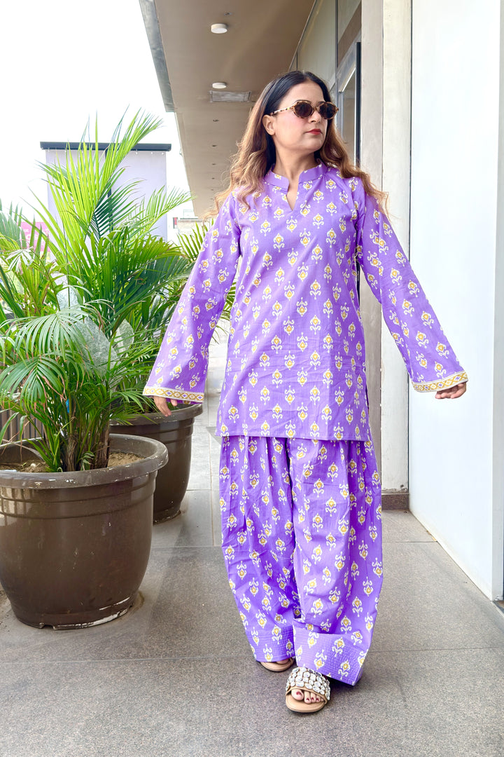Purple Printed Farshi Salwar Set
