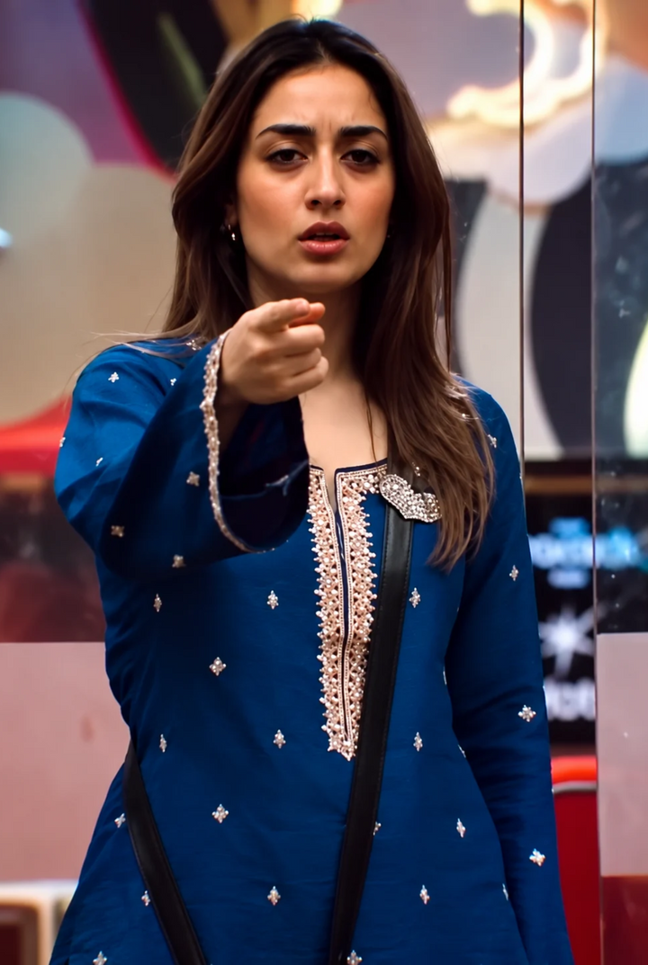 Kainaat Blue Crepe Gota Farshi Set