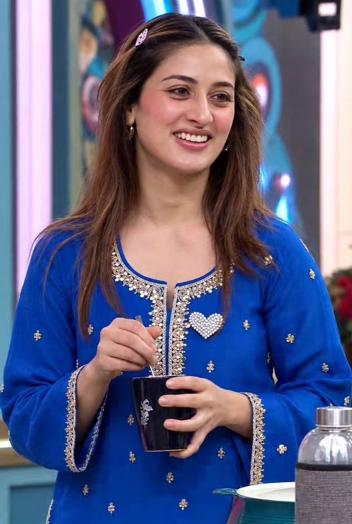 Kainaat Blue Crepe Gota Farshi Set