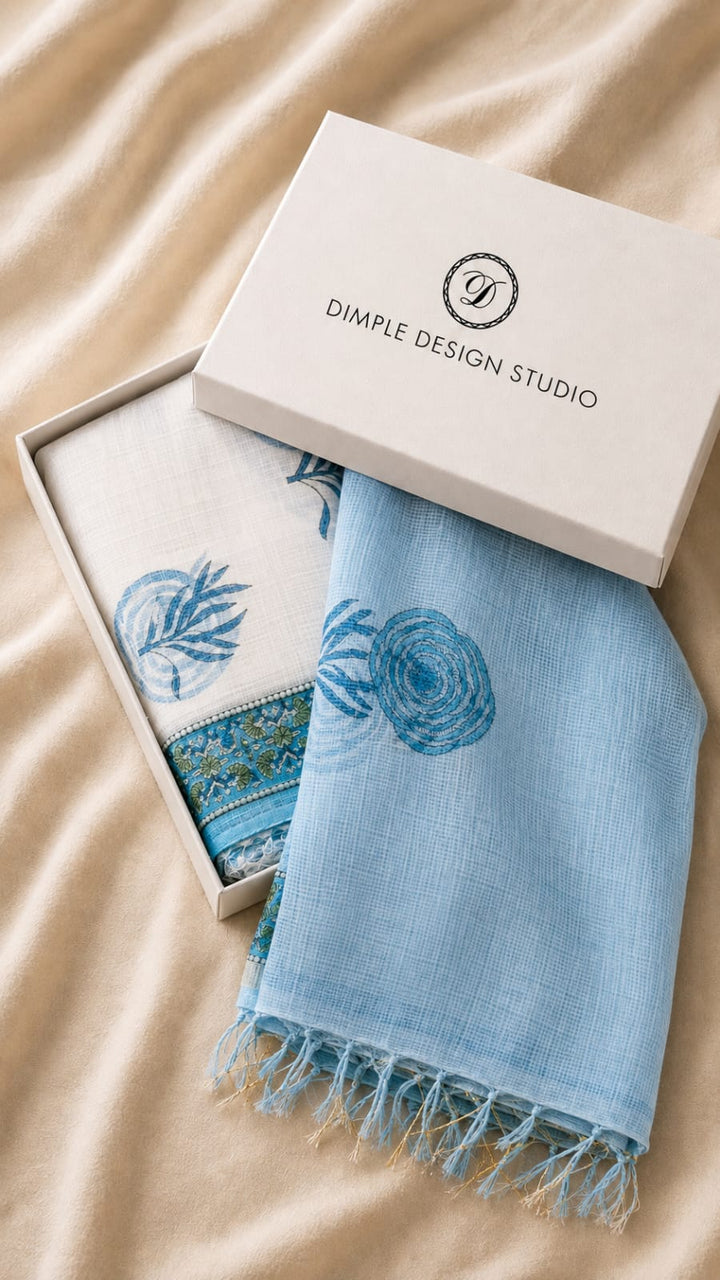 Unstitched - Sky Blue Kota Doria Suit Set
