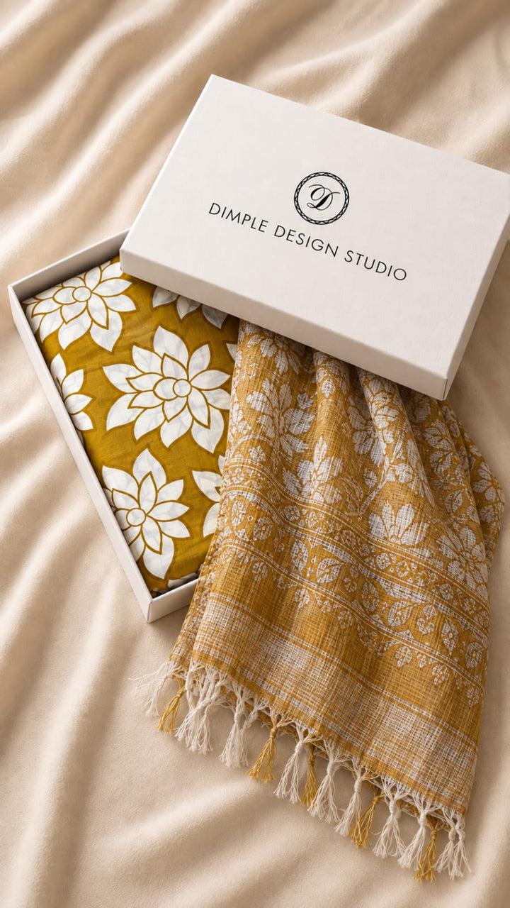 Unstitched - Yellow Lotus Cotton Suit Set
