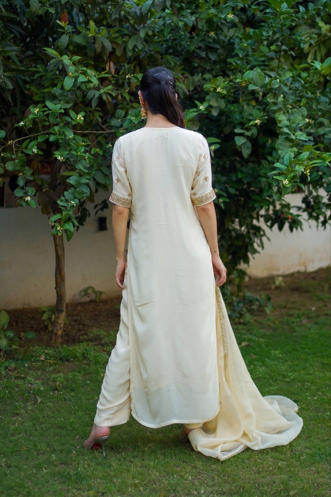 Aarti Yellow Crepe Gota Set