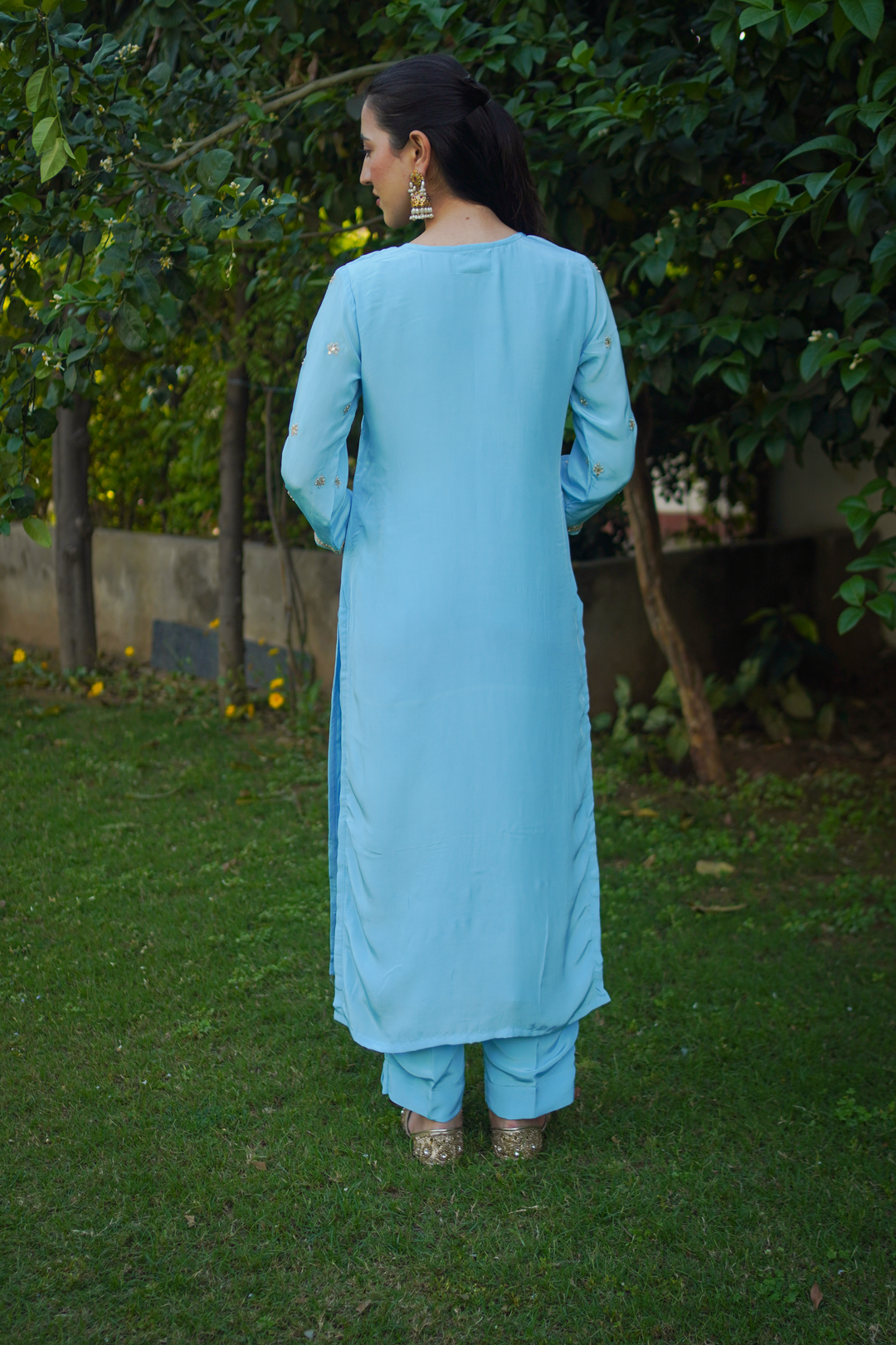 Sharda Blue Crepe Gota Set