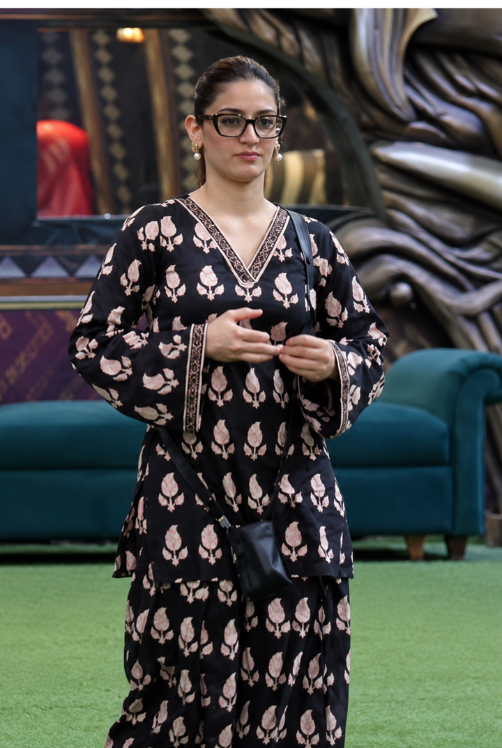 Rimjhim Black Printed Farshi Set